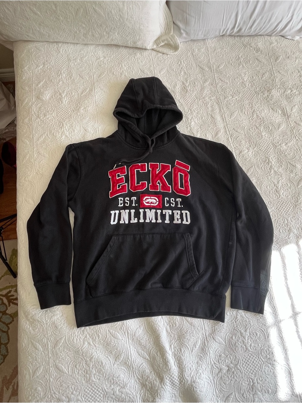 Ecko Unlimited Black Hoodie with Red and White Logo / Y2K Hoodie / Vintage